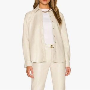 AGOLDE XS Calla collared shirt cream button up Vegan leather